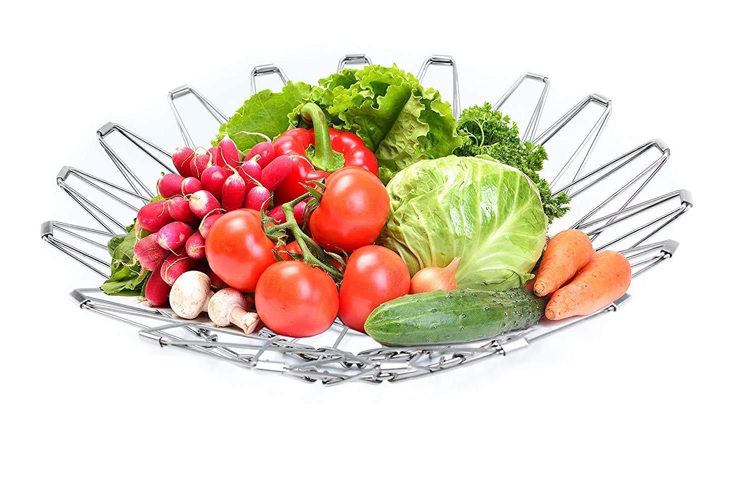3040 Multipurpose Fruit Basket Stainless Steel Wire Bowl Foldable Basket for Vegetable / Fruits / Dining - SkyShopy 3040 Multipurpose Fruit Basket Stainless Steel Wire Bowl Foldable Basket for Vegetable / Fruits / Dining - SkyShopy